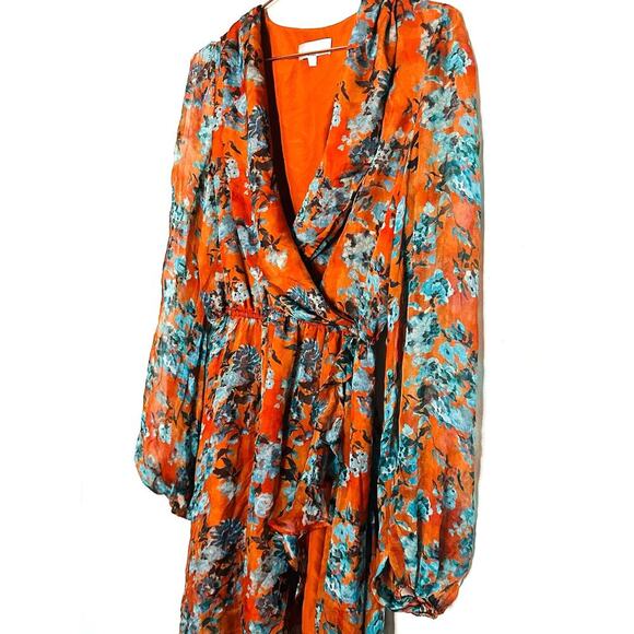 Caroline Constas Vivian Asymmetric Ruffled Floral Silk Chiffon Dress size Medium - Picture 5 of 16